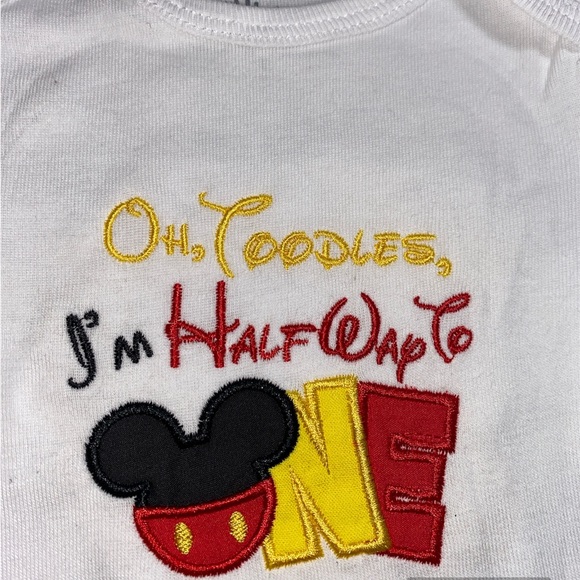 Baby custom embroidered onesie Oh Toodles, I’m Halfway to ONE NWOT - Picture 2 of 4